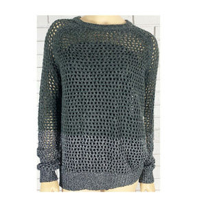 SI IAE Women Knit Colorblock Gray Silver Sweater S